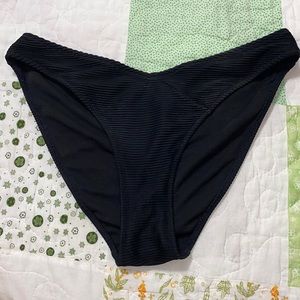 Ribbed black bikini bottoms
